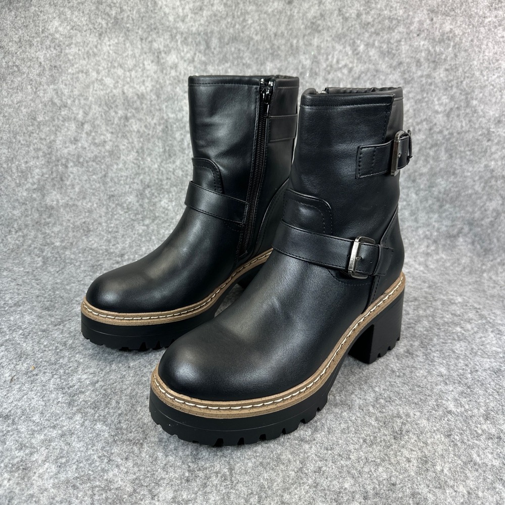 Sincerely Jules Marise Black Moto Boots Womens 8 Platform Lug Sole - Picture 2 of 14